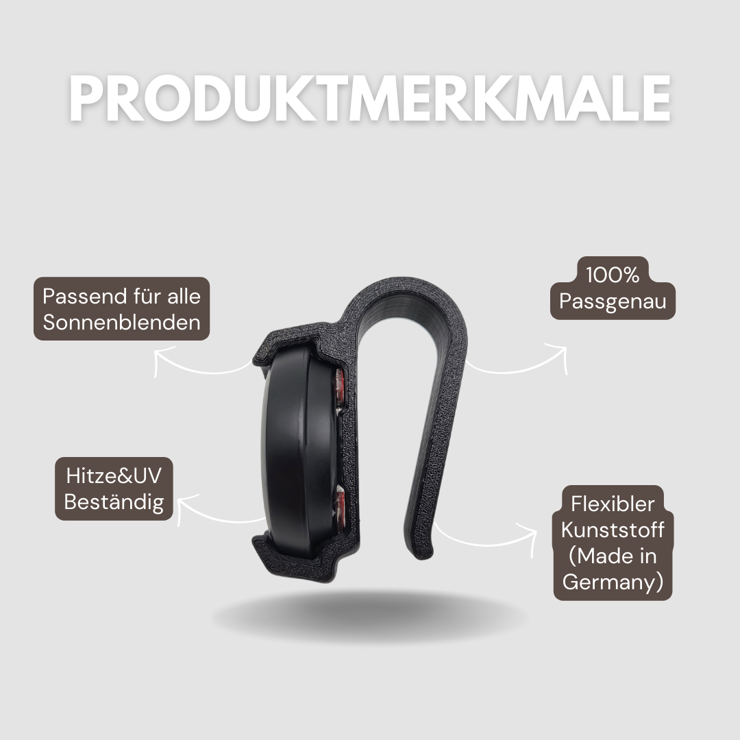 Sonnenblenden-Halter passend für Ooono Co-Driver No 1, Halterung für Sonnenblende, Mount/Clip für Sonnenblende (kompatibel mit OOONO NO1)