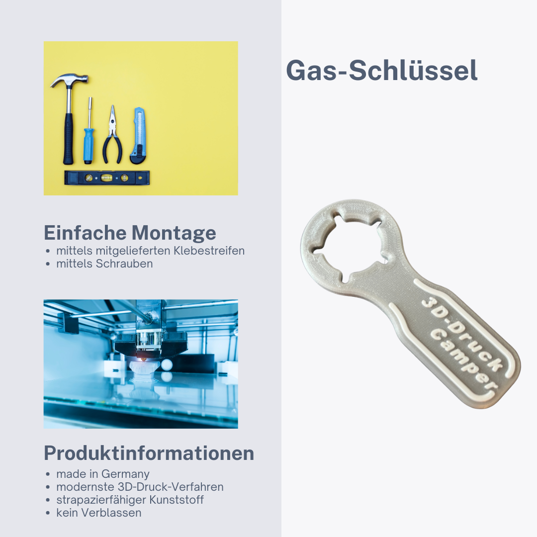 Gasflaschenschlüssel geschlossen, Schlüssel für Gasflasche in geschlossener Form, Gasflaschenschlüssel zum Überziehen