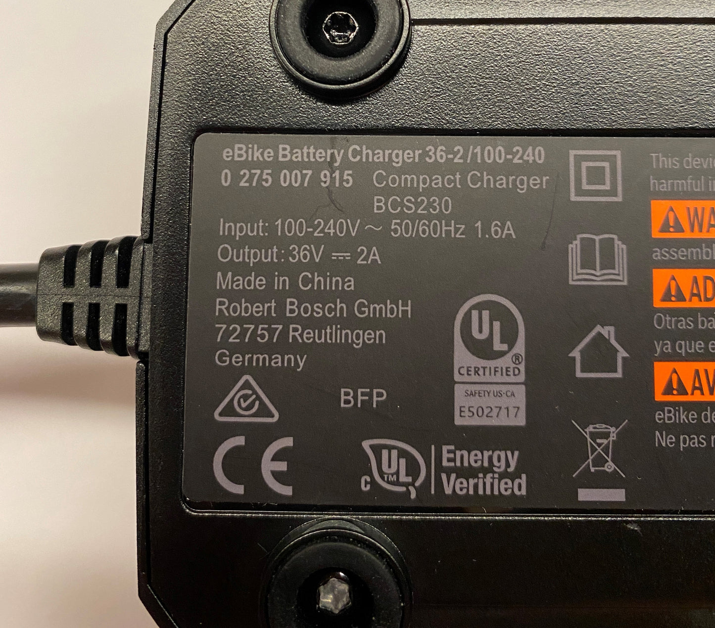 Halterung E-Bike Akkuladegerät Bosch 2A & 4A